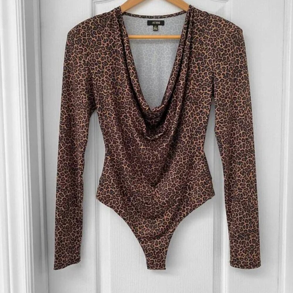 AFRM - Levi Cowl Leopard Print Bodysuit